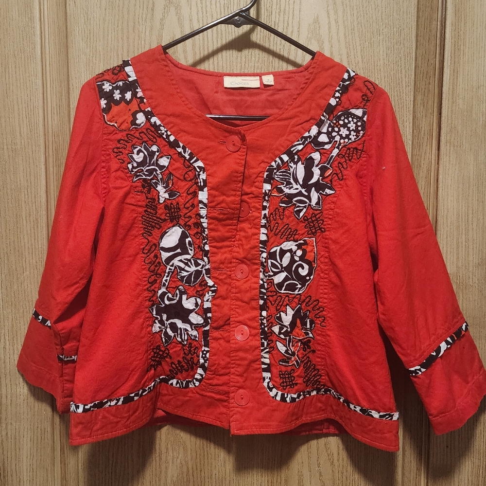 Embroidered Red Women's Top